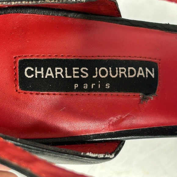 CHARLES JOURDAN Paris Black Petunia Peep Toe‎ D’orsay Sandal Sz 9 - Picture 5 of 7